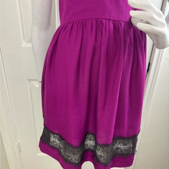 FREE PEOPLE MAGENTA & BLACK LACE GEORGIA FIT AND FLARE SLEEVELESS DRESS - Picture 8 of 13